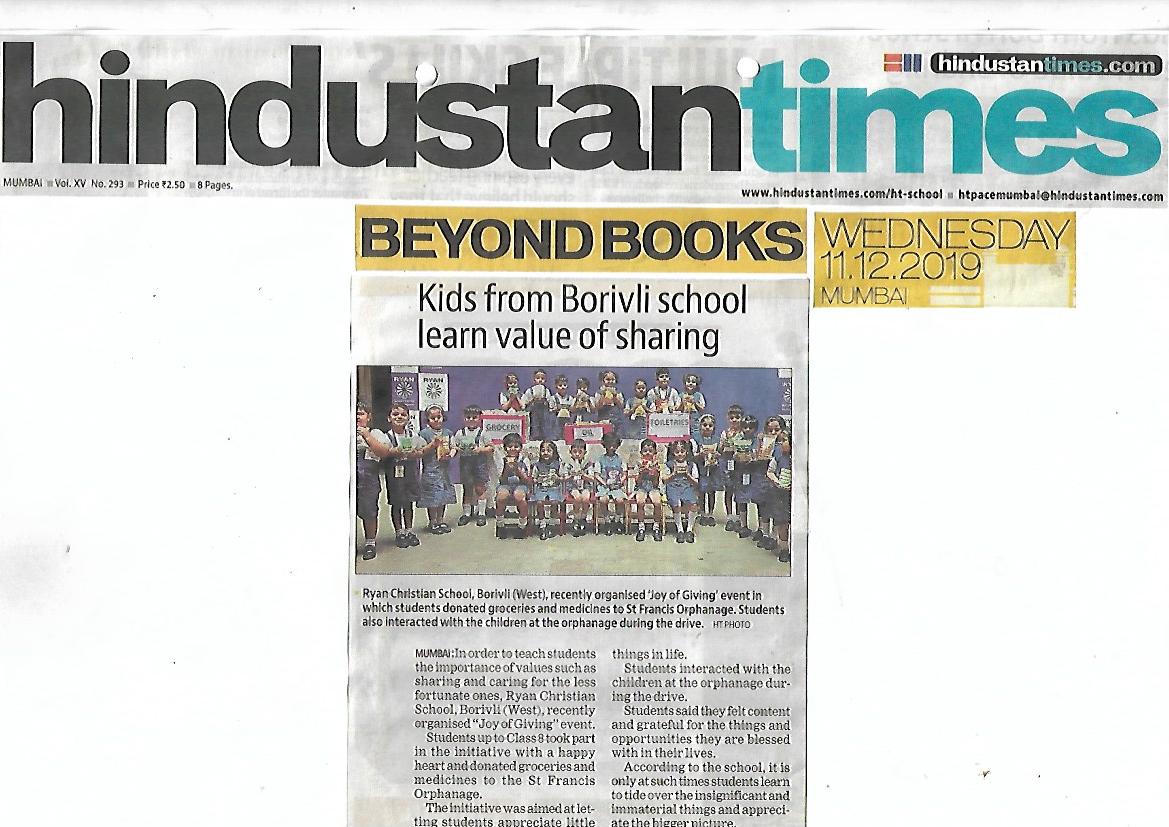 Joy of sharing was featured in Hindustan Times